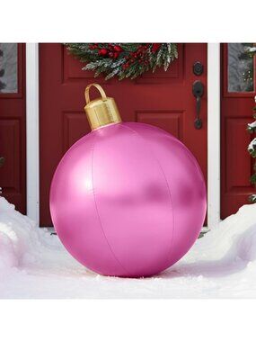 4 Pcs 17" Glitter Inflatable Christmas Ball Ornaments for Outdoor Yard Decor